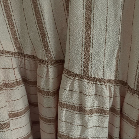 New! Free People Tan Brown Striped Cotton Living Tunic Mini Dress 20208 - Picture 4 of 11